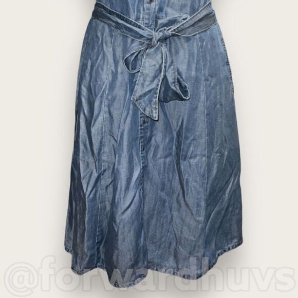 ESprit Light Weight Blue Button Down Dress Size 10 - Picture 6 of 11